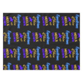 Equestriërs kantelen op blauw geel tafelkleed (Voorkant (Horizontaal))