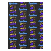 Equestriërs kantelen op blauw geel tafelkleed (Voorkant)