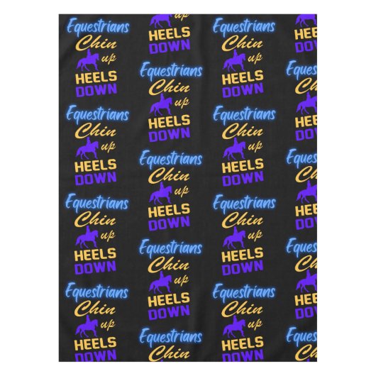 Equestriërs kantelen op blauw geel tafelkleed (Voorkant)