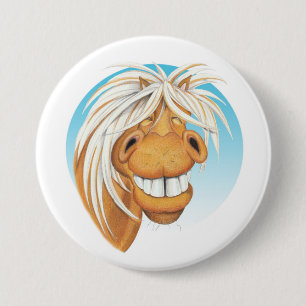 Equi-toons "Cheeky Chappie"-paardenmetgezel. Ronde Button 7,6 Cm