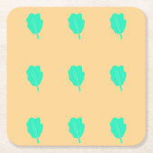 Equidistant turquoise-bladpatroon kartonnen onderzetters (Voorkant)