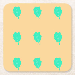 Equidistant turquoise-bladpatroon kartonnen onderzetters