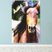 *~* Equine AR22 Zwart Mane Paard Art Canvas Print (Insitu (Houten vloer))