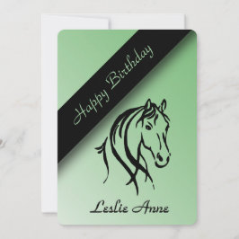 Equine Birthday Party Invitation Green Kaart