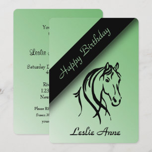 Equine Birthday Party Invitation Green Kaart