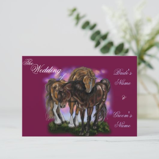 Equine Devotion~zonsondergang paarden uitnodiginge Kaart (Staand voorkant)