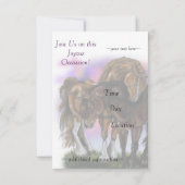 Equine Devotion~zonsondergang paarden uitnodiginge Kaart (Achterkant)