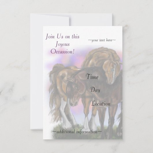 Equine Devotion~zonsondergang paarden uitnodiginge Kaart (Achterkant)