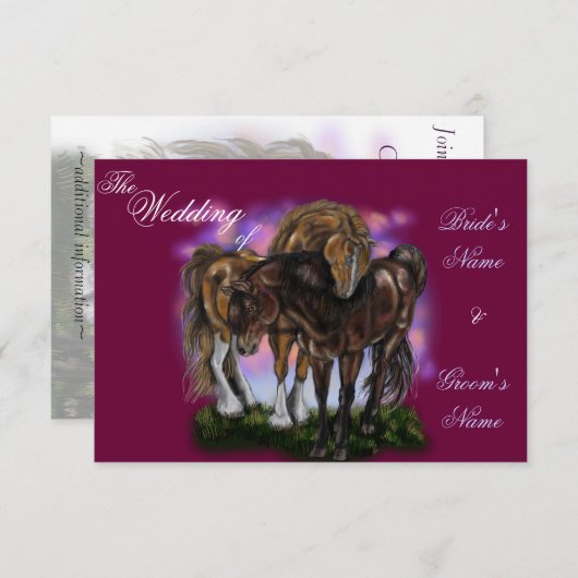 Equine Devotion~zonsondergang paarden uitnodiginge Kaart (Voorkant / Achterkant)