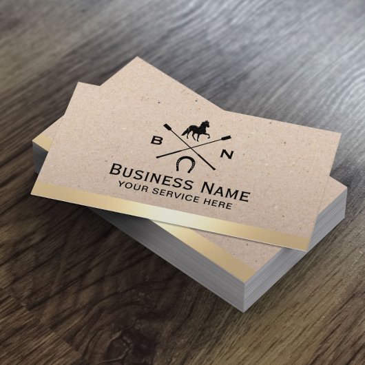 Equine Equestrian Horse Logo Moderne Gold Border Visitekaartje