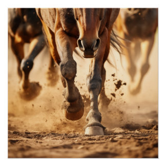 Equine Exodus Dravende Paarden Fotorealistische Ku Perfect Poster
