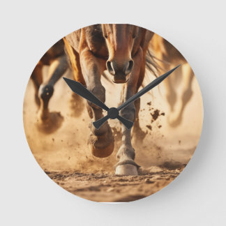 Equine Exodus Dravende Paarden Fotorealistische Ku Ronde Klok