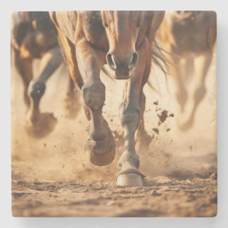 Equine Exodus Dravende Paarden Fotorealistische Ku Stenen Onderzetter