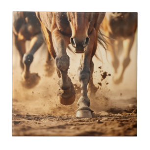Equine Exodus Dravende Paarden Fotorealistische Ku Tegeltje