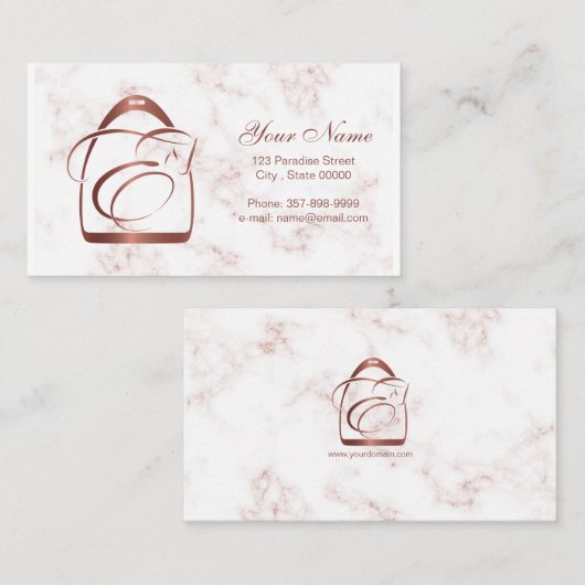 Equine in Roos Gold | Monogram E-paard  Visitekaartje (Voorkant / Achterkant)