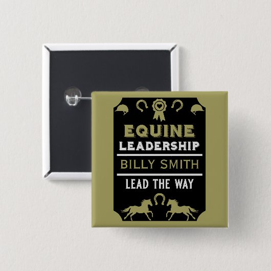 Equine Leadership Training Vierkante Button 5,1 Cm (Voorkant /achterkant)