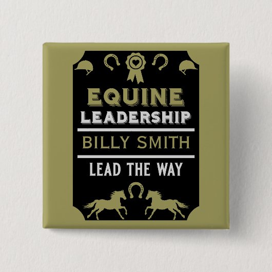 Equine Leadership Training Vierkante Button 5,1 Cm (Voorkant)