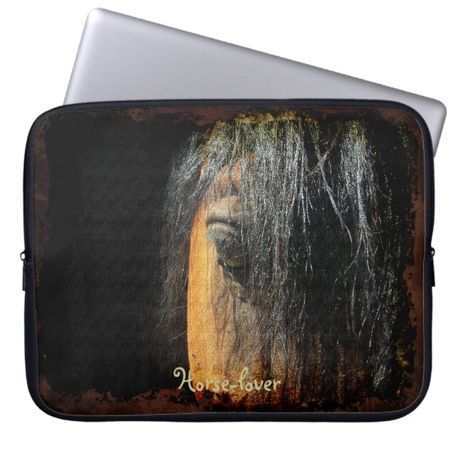 Equine-lover Horse's Eye Photo Laptop Sleeve (Voorkant)