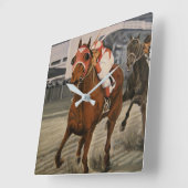 Equine Thoroughbred Wins Horse Race Square Wall Cl Vierkante Klok (Hoek)