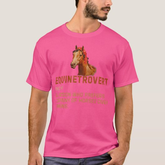 Equinetrovert Paard Definitie Paardrijden Grappig T-shirt (Voorkant)