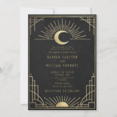 Equinox Art Deco celestial wedding Invitation Kaart (Voorkant)