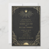 Equinox Art Deco Celestial Wedding Invitation Kaart (Voorkant)