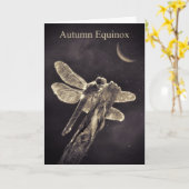 Equinox Autumn Mabon met Dragonfly Kaart (Gele Bloem)