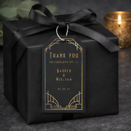 Equinox hemellichaam zwart en goud art deco cadeaulabel