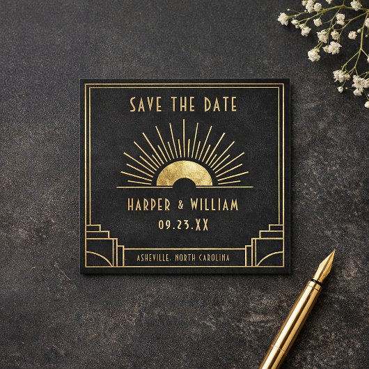 Equinox Mini Save the Date Celestial Art Deco card Informatiekaartje