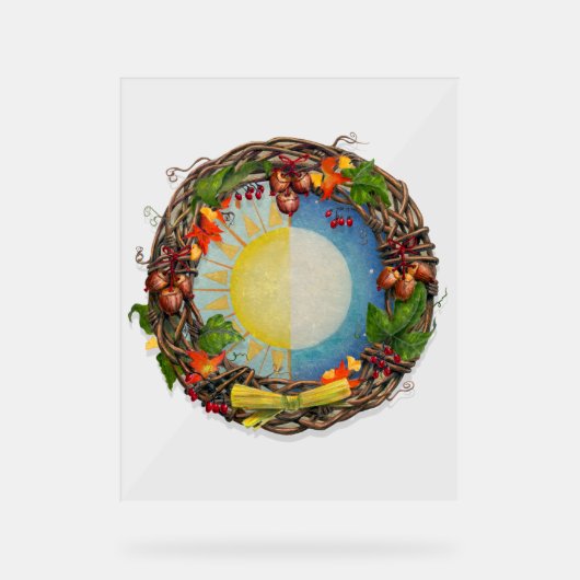 Equinox zon en maan krans acryl bord (Voorkant)