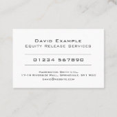 Equity Release Services met foto van de houder Visitekaartje (Achterkant)