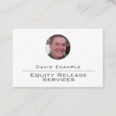 Equity Release Services met foto van de houder Visitekaartje (Voorkant)
