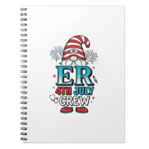 ER 4 juli bemanning patriottisch Gnome T-shirt ont Notitieboek