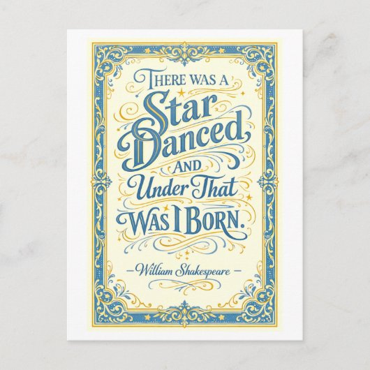 "Er danste een ster" Shakespeare Briefkaart (Voorkant)
