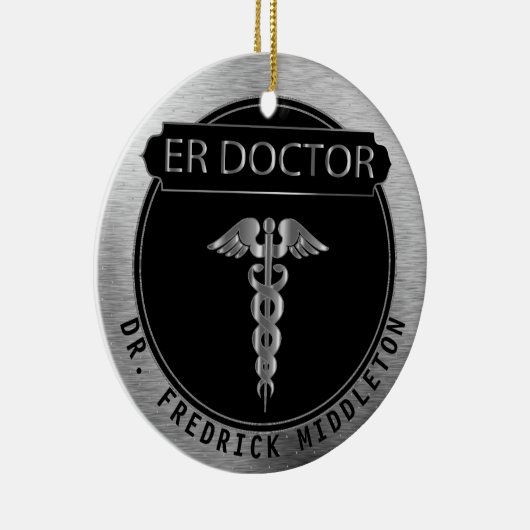 ER Doctor 👨 ⚕️ - UpScale Black en Silver Keramisch Ornament (Rechts)