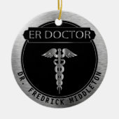 ER Doctor 👨 ⚕️ - UpScale Black en Silver Keramisch Ornament (Voorkant)