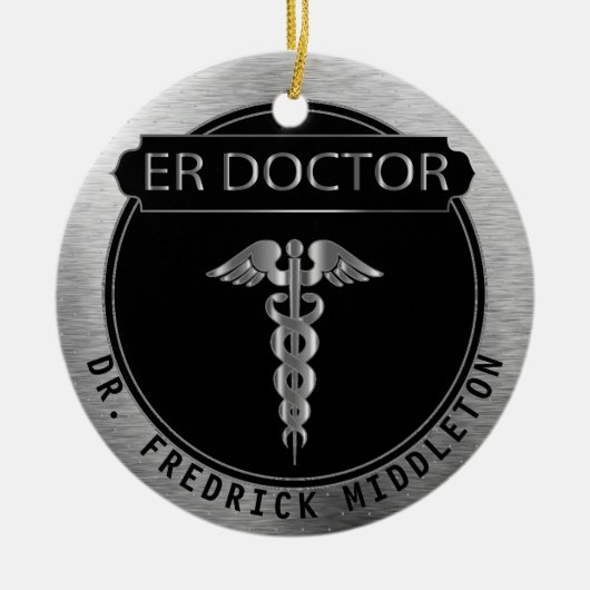 ER Doctor 👨 ⚕️ - UpScale Black en Silver Keramisch Ornament (Voorkant)