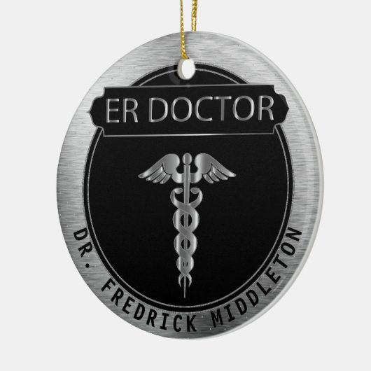 ER Doctor 👨 ⚕️ - UpScale Black en Silver Keramisch Ornament (Links)
