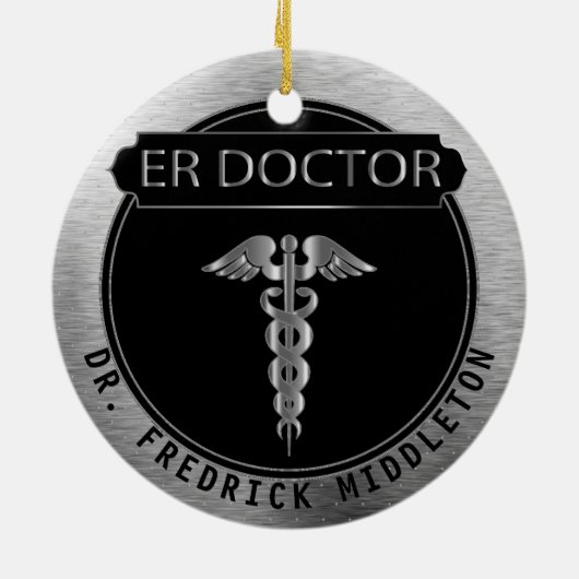 ER Doctor 👨 ⚕️ - UpScale Black en Silver Keramisch Ornament (Achterkant)