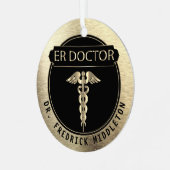 ER Doctor 👨 ⚕️ - zwart en goud Metalen Ornament (Voorkant links)