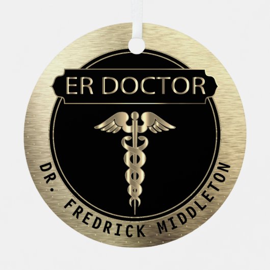ER Doctor 👨 ⚕️ - zwart en goud Metalen Ornament (Voorkant)