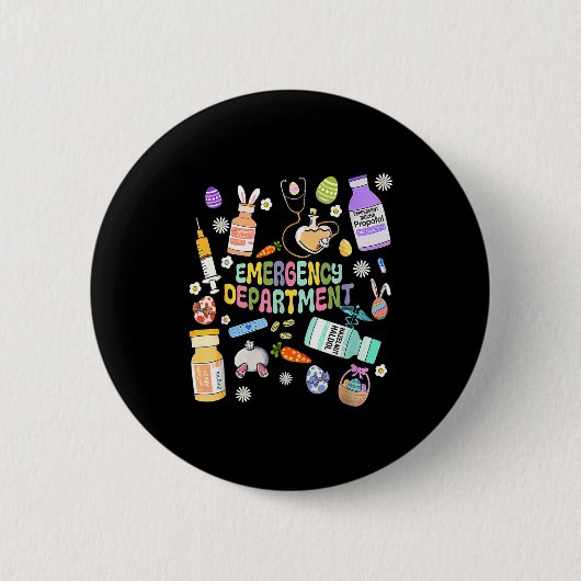 Er Easter Nurse Crew Easter Day Emergency Room Nur Ronde Button 5,7 Cm (Voorkant)
