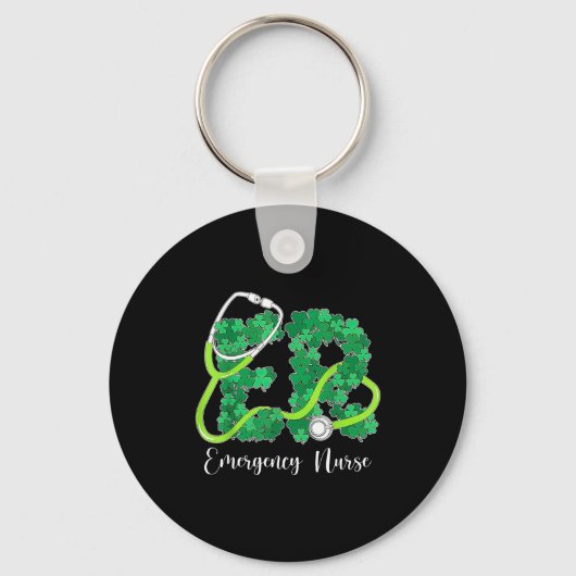 Er Emergency Nurse Stethoscope St. Patrick's Day S Sleutelhanger (Voorkant)