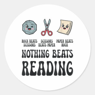 Er gaat niets boven het lezen van een rock paper s ronde sticker