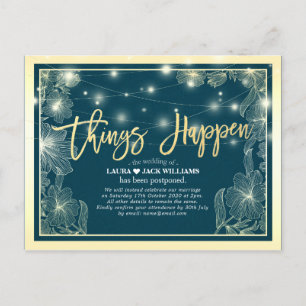 Er gebeuren dingen die de gouden bloemen uitstelle aankondigingskaart