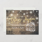 Er gebeurt een huwelijk met uitstel Mason Jars Woo Aankondigingskaart (Voorkant / Achterkant)