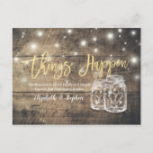 Er gebeurt een huwelijk met uitstel Mason Jars Woo Aankondigingskaart (Voorkant)