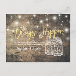 Er gebeurt een huwelijk met uitstel Mason Jars Woo Aankondigingskaart