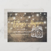 Er gebeurt een huwelijk met uitstel Mason Jars Woo Aankondigingskaart (Voorkant / Achterkant)