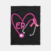 Er Hart Stethoscoop Roze Ribbon Borstkanker Er Fleece Deken (Voorkant)
